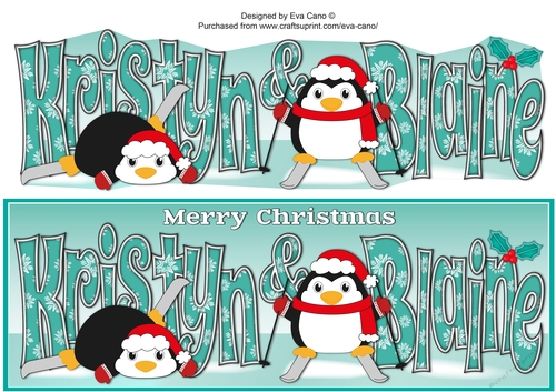 Christmas Fat Penguins Skiing KRISTYN & BLAINE large dl