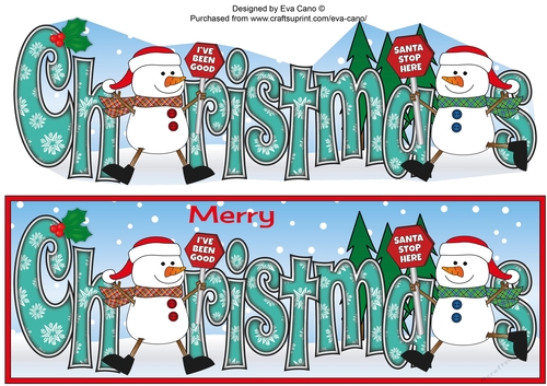 Friendly Snowmen with signs CHRISTMAS large dl 3