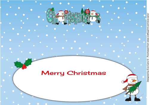 Friendly Snowmen with signs CHRISTMAS large dl 3 insert