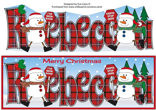 Friendly Snowmen with signs REBECCA large dl