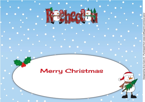 Friendly Snowmen with signs REBECCA large dl insert