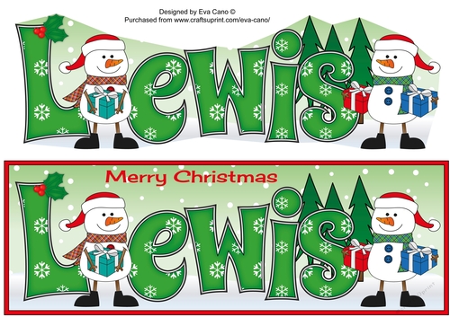 Friendly Snowmen with presents LEWIS large dl