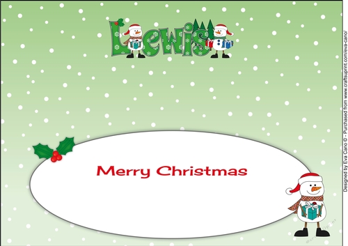 Friendly Snowmen with presents LEWIS large dl insert