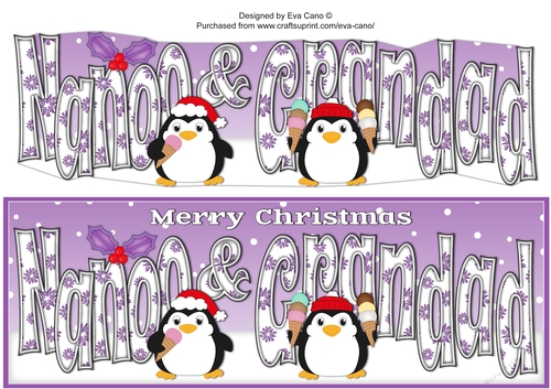 Christmas Fat Penguins Eating Ice Cream NANOO & GRANDAD large dl