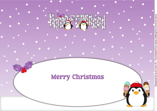 Christmas Fat Penguins Eating Ice Cream NANOO & GRANDAD large dl insert
