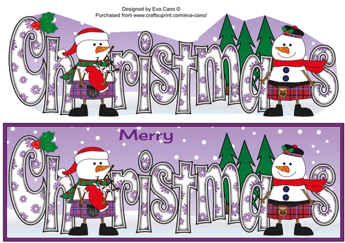 Friendly Scottish Snowmen CHRISTMAS large dl 2