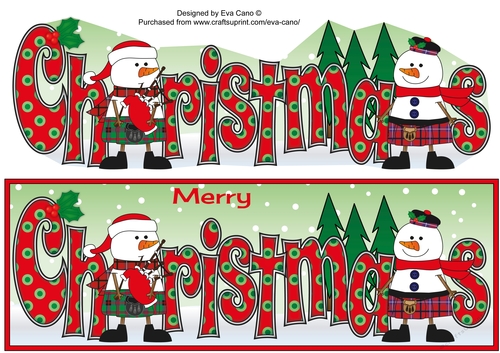 Friendly Scottish Snowmen CHRISTMAS large dl 3