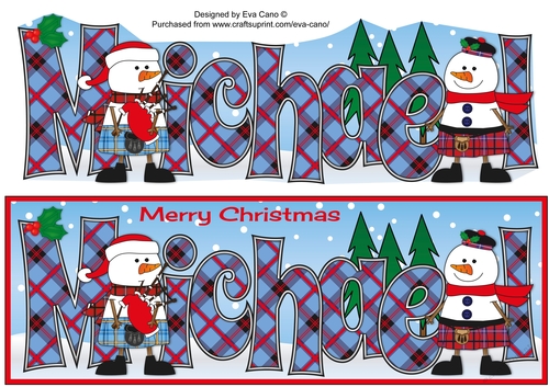 Friendly Scottish Snowmen MICHAEL large dl