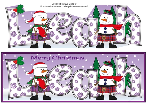 Friendly Scottish Snowmen LEAH large dl
