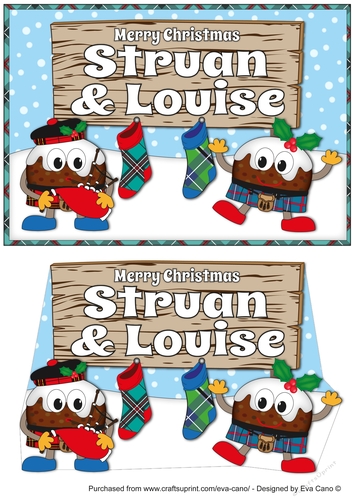Crazy Scottish Christmas Puddings with big sign STRUAN & LOUISE decoupage
