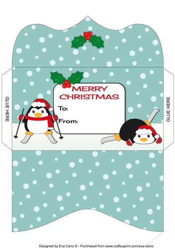 Christmas Fat Penguins skiing Money Wallet 2
