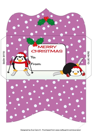 Christmas Fat Penguins skiing Money Wallet 3