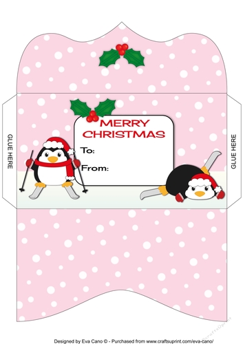 Christmas Fat Penguins skiing Money Wallet 5