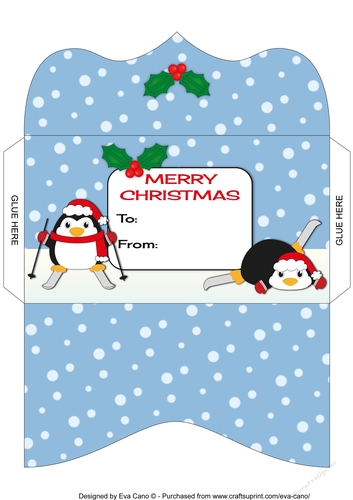Christmas Fat Penguins skiing Money Wallet 6