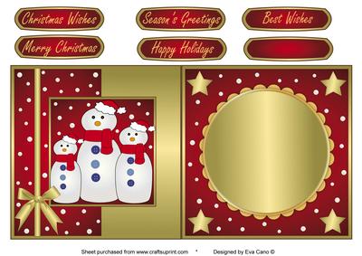 Snowman Family Fold Back Red
