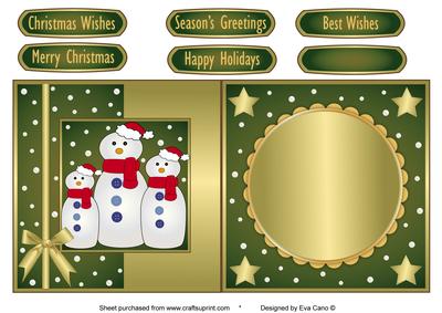 Snowman Family Fold Back Green