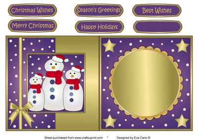 Snowman Family Fold Back Purple