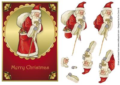 Vintage Santa Decoupage Red