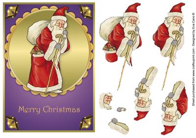 Vintage Santa Decoupage Purple