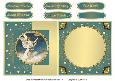 Christmas Angel Fold Back Grey Blue