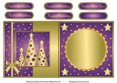 Button Christmas Trees Fold Back Purple