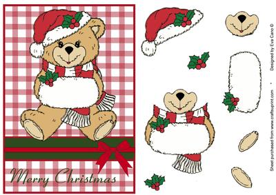 Christmas Teddy Bear Decoupage