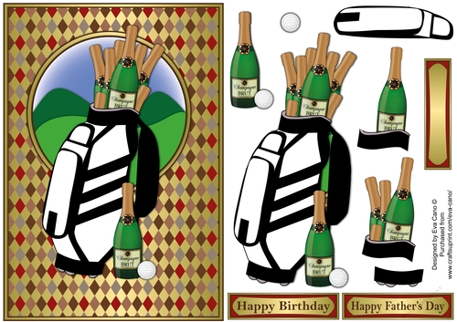 Champagne & Golf Decoupage
