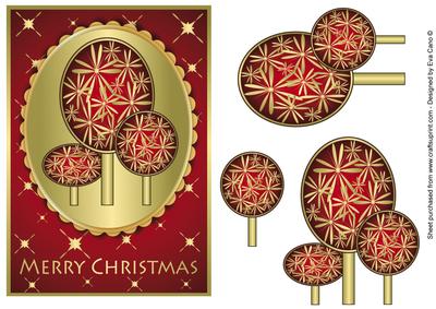 Modern Christmas Trees Decoupage