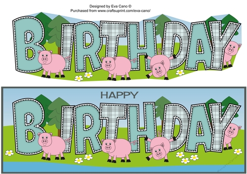 Little Pigs BIRTHDAY large dl