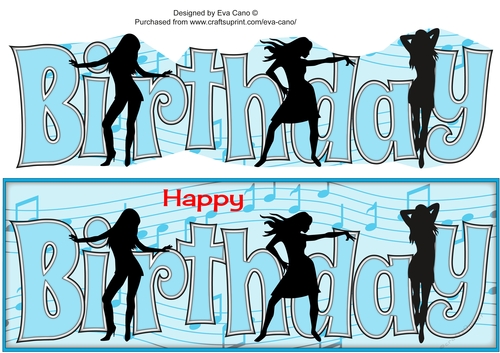Modern Dancing Silhouettes BIRTHDAY large dl 2