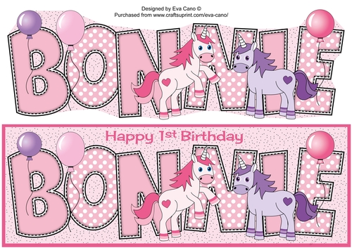 Unicorns and Balloons BONNIE 1st large dl