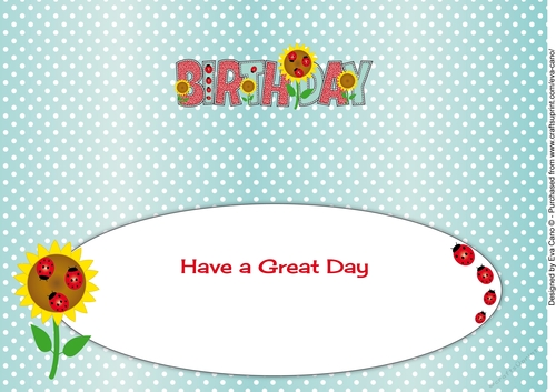 Sunflowers and Ladybirds BIRTHDAY large dl 2 insert