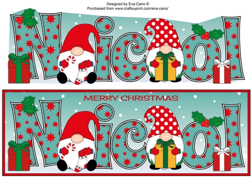 Christmas Gnomes with presents NICOL large dl