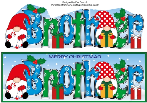 Christmas Gnomes with presents BROTHER large dl