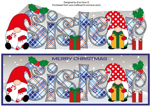 Christmas Gnomes with presents SISTER large dl