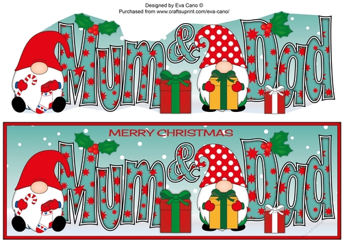 Christmas Gnomes with presents MUM & DAD large dl