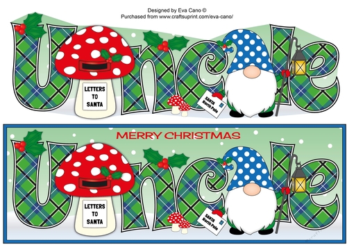 Christmas Gnome with letter to Santa UNCLE large dl