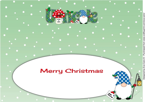 Christmas Gnome with letter to Santa UNCLE large dl insert