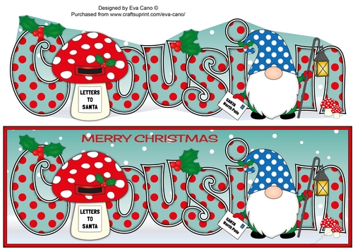 Christmas Gnome with letter to Santa COUSIN large dl
