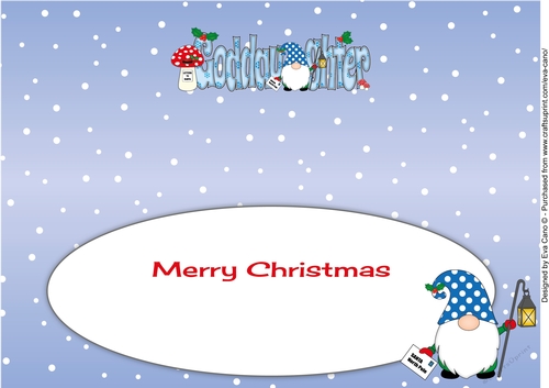 Christmas Gnome with letter to Santa GODDAUGHTER large dl insert