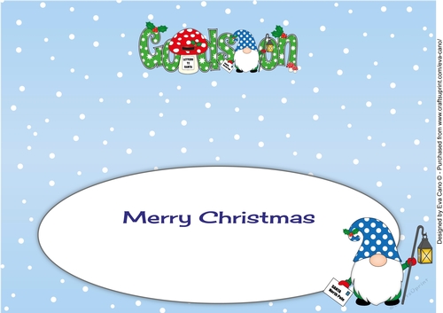 Christmas Gnome with letter to Santa GODSON large dl insert