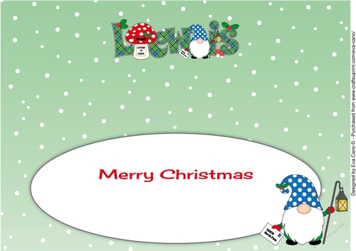 Christmas Gnome with letter to Santa LEWIS large dl insert