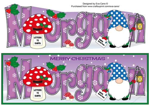 Christmas Gnome with letter to Santa MORGAN large dl