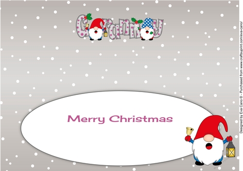 Carol singing Christmas Gnomes GRANNY large dl insert