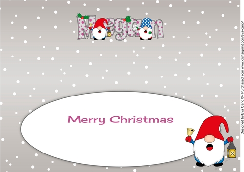 Carol singing Christmas Gnomes MEGAN large dl insert
