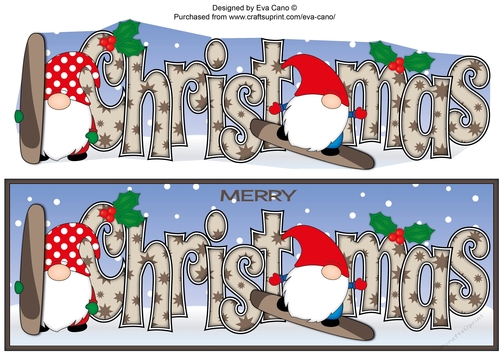 Christmas Gnomes snowboarding CHRISTMAS large dl