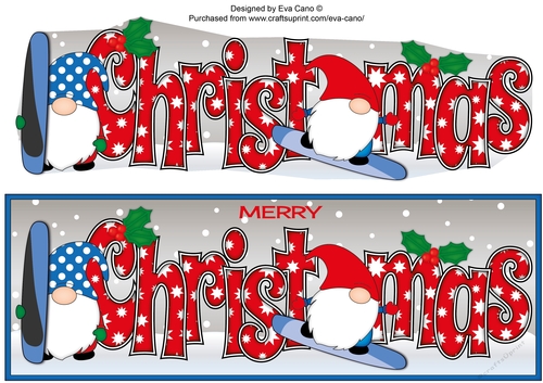 Christmas Gnomes snowboarding CHRISTMAS large dl 4