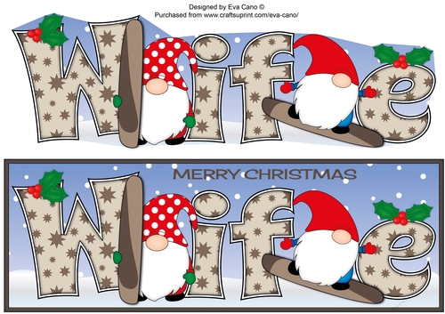 Christmas Gnomes snowboarding WIFE large dl