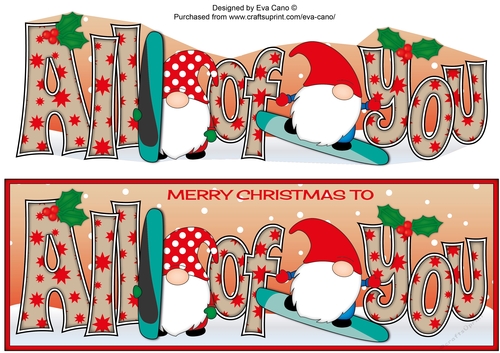 Christmas Gnomes snowboarding ALL OF YOU large dl