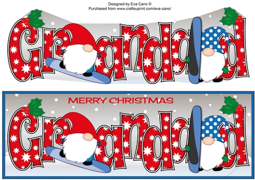 Christmas Gnomes snowboarding GRANDAD large dl